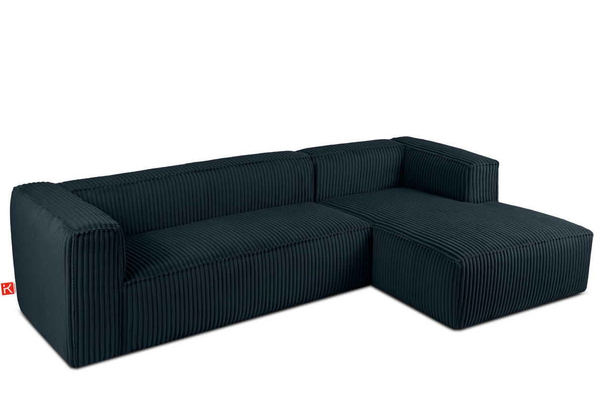 ECKSOFA-RECHTS FEROX Modern, Cord-Stoff, marineblau - Blau/Grün, Textil (305/175cm) - KONSIMO®