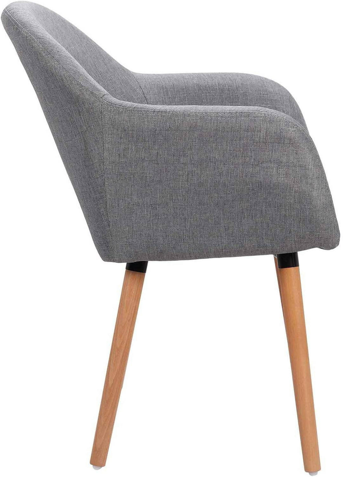 ESSZIMMERSTUHL 4 Stück Polsterstuhl Sessel, Leinen - Hellgrau/Naturfarben, Holz/Textil (50/82/42cm) - Woltu