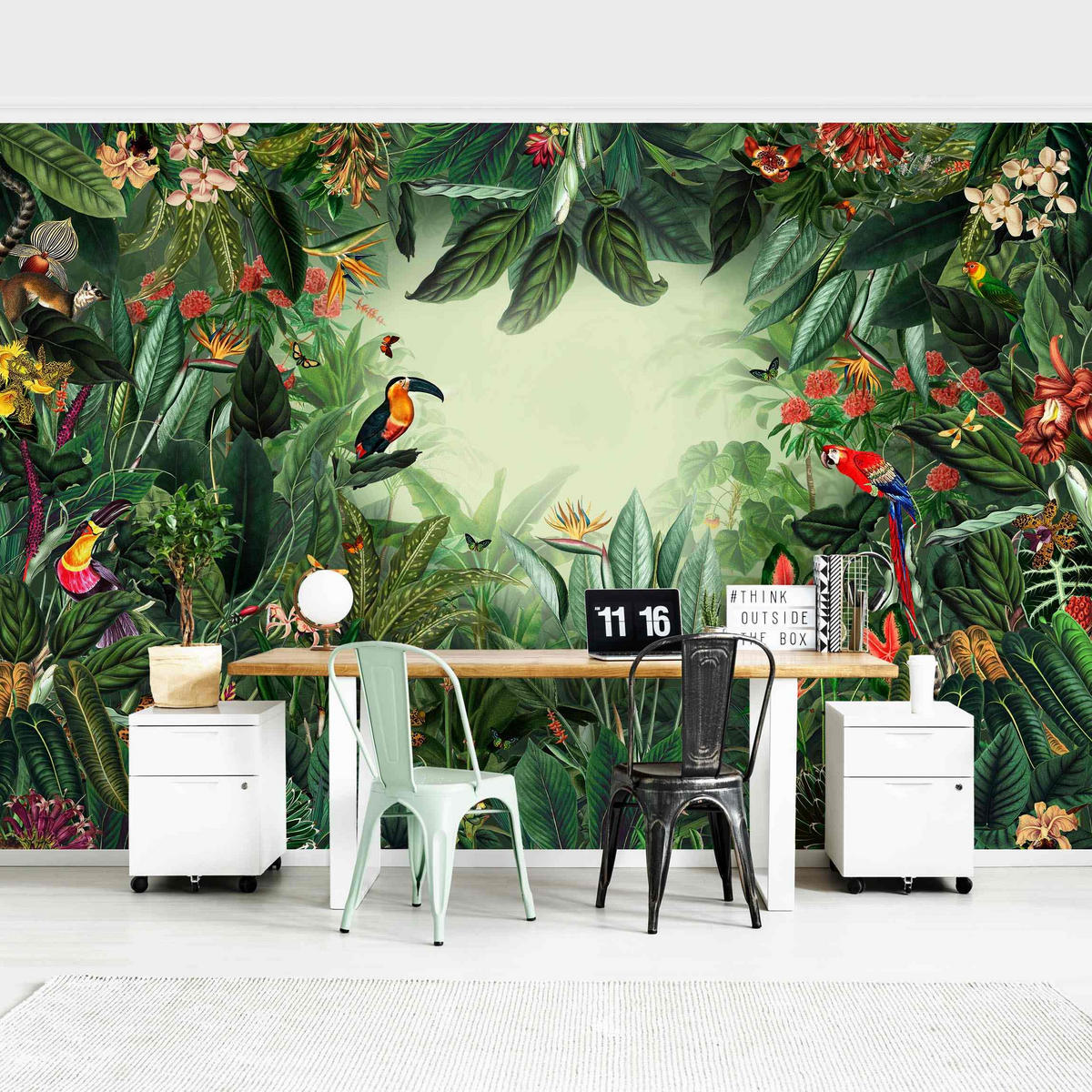 FOTOTAPETE Vintage Bunter Dschungel 288/190 cm - Multicolor, Papier (288/190cm) - Bilderwelten