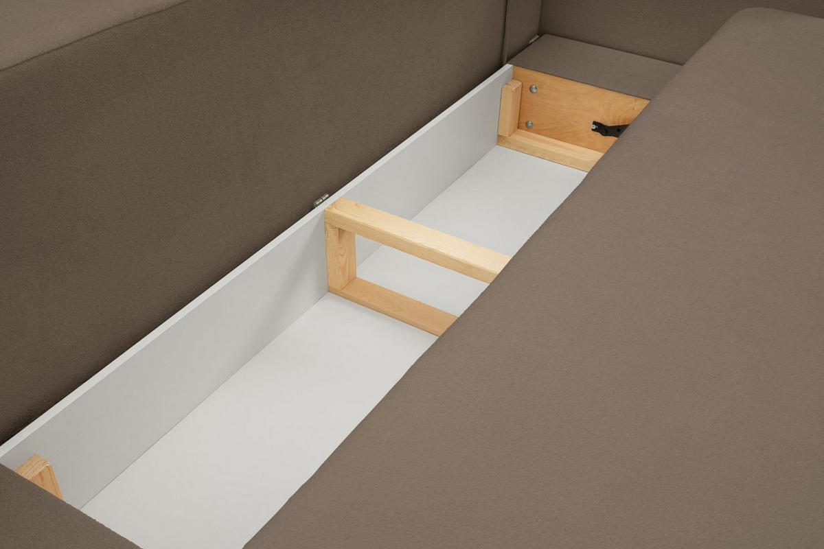 SCHLAFSOFA LIO, Sofa mit Schlaffunktion und Bettkasten, Farbe: Taupe, Velourstoff - Taupe, Textil (238/86/101cm) - Sepro Meble