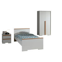 KINDERZIMMER komplett Set 3-tlg. Kariotta 1 Weiß Griffe Massivholz - Buchefarben/Weiß, Holzwerkstoff (352/1/193cm) - 58aufmkessel