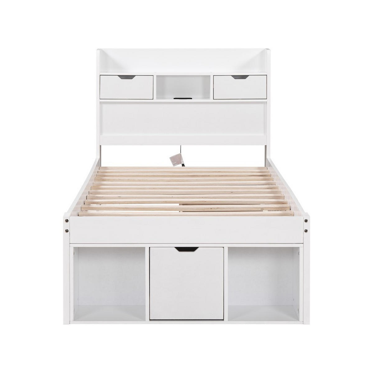 JUGENDBETT 90/200 cm in Weiß mit Großer Stauraum - Weiß, Holz (90/200cm) - KOMHTOM