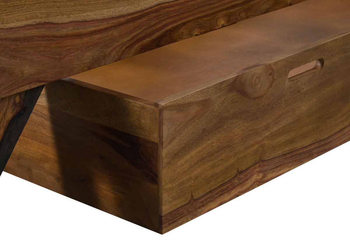 BETT mit Schublade Massivholz Sheesham 180 x 200 x 98 dunkelbraun MAILAND #245 - Dunkelbraun, Holz (180/200cm) - Massivmoebel24