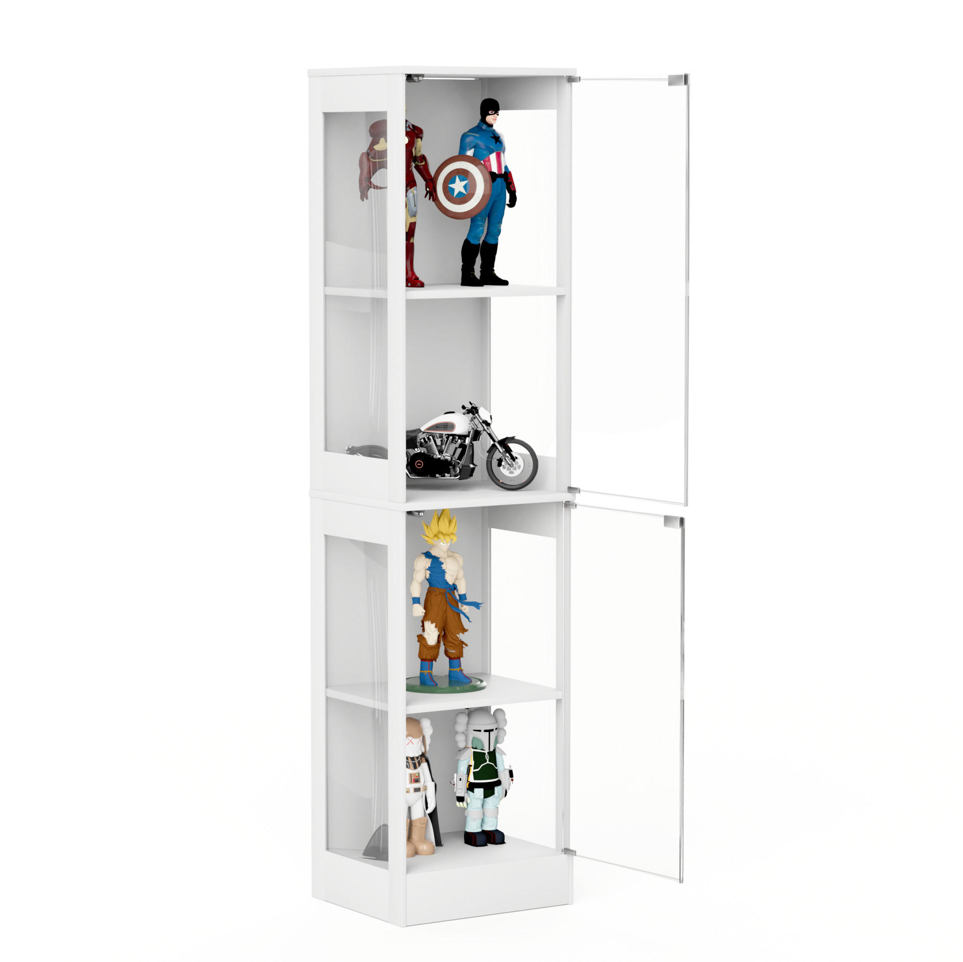 VITRINE 40/35/165 cm aus MDF und Glas mit LED-Beleuchtung und Bewegungssensor Weiß - Weiß, Holzwerkstoff (40/165/35cm) - Modenvie