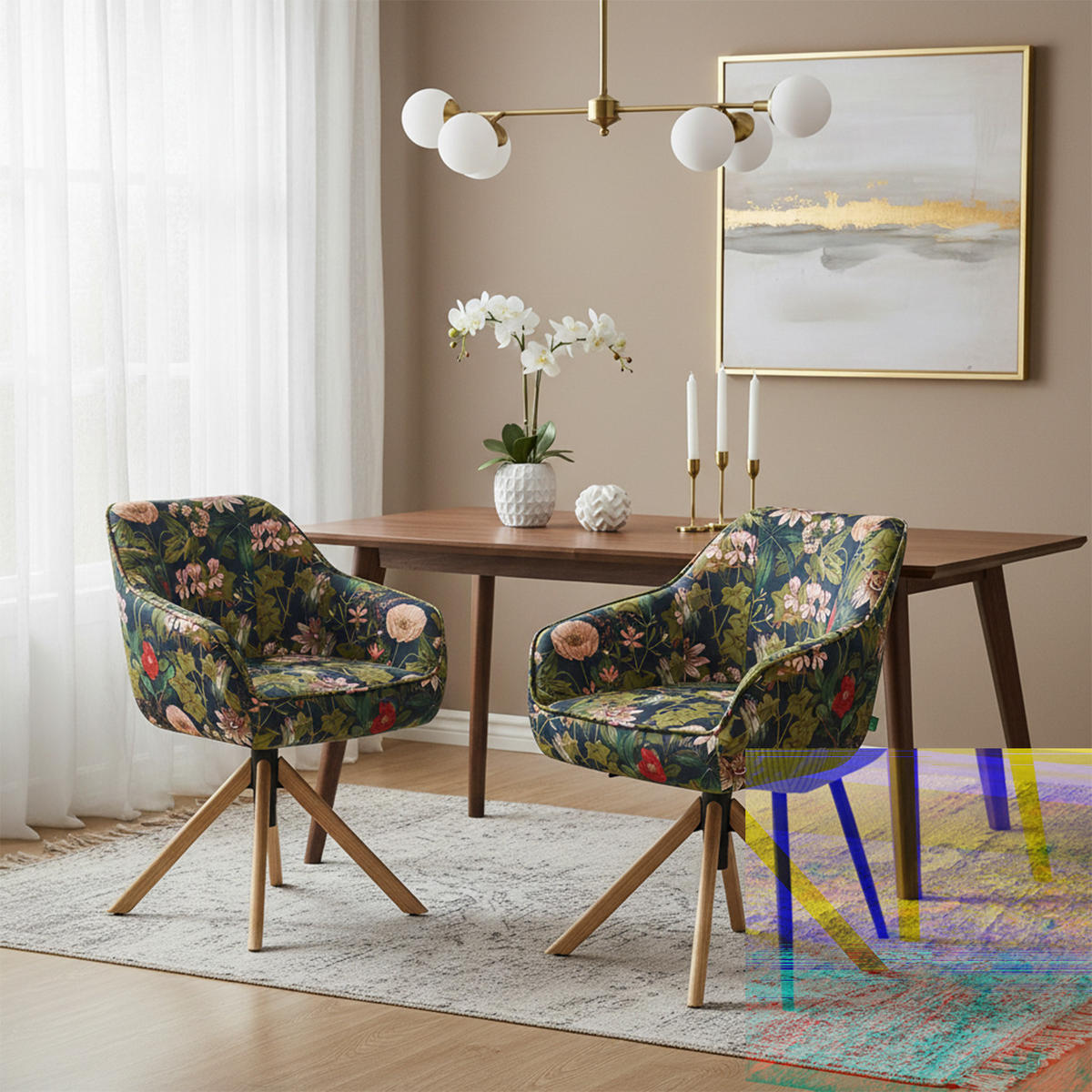 BÜROSTUHL Mika-Olea - Honigeiche/Multicolor, Eichenholz/Holz (60/83/61cm) - DUBI Möbel