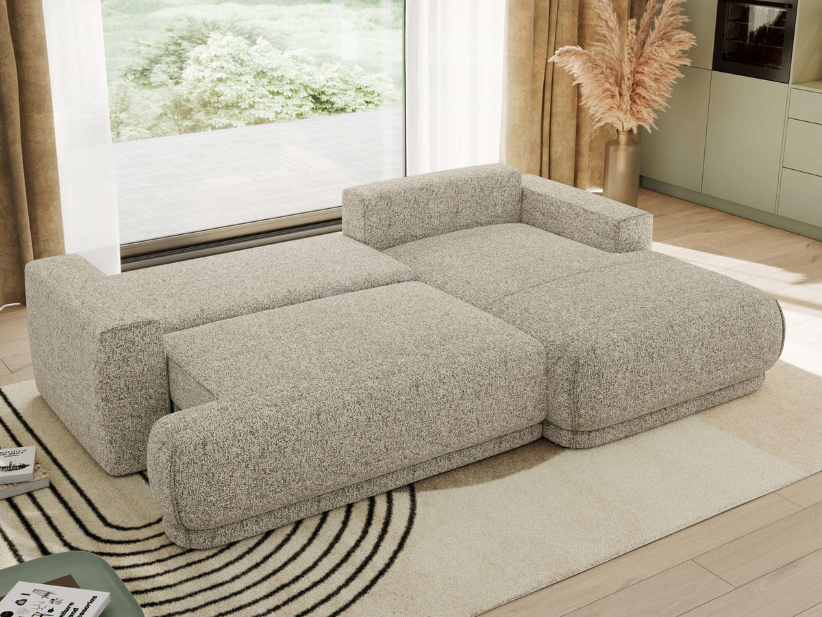 ECKSCHLAFSOFA RINA L Beige Strukture - rechts - Beige/Schwarz, Kunststoff/Textil (170/267cm) - MKS