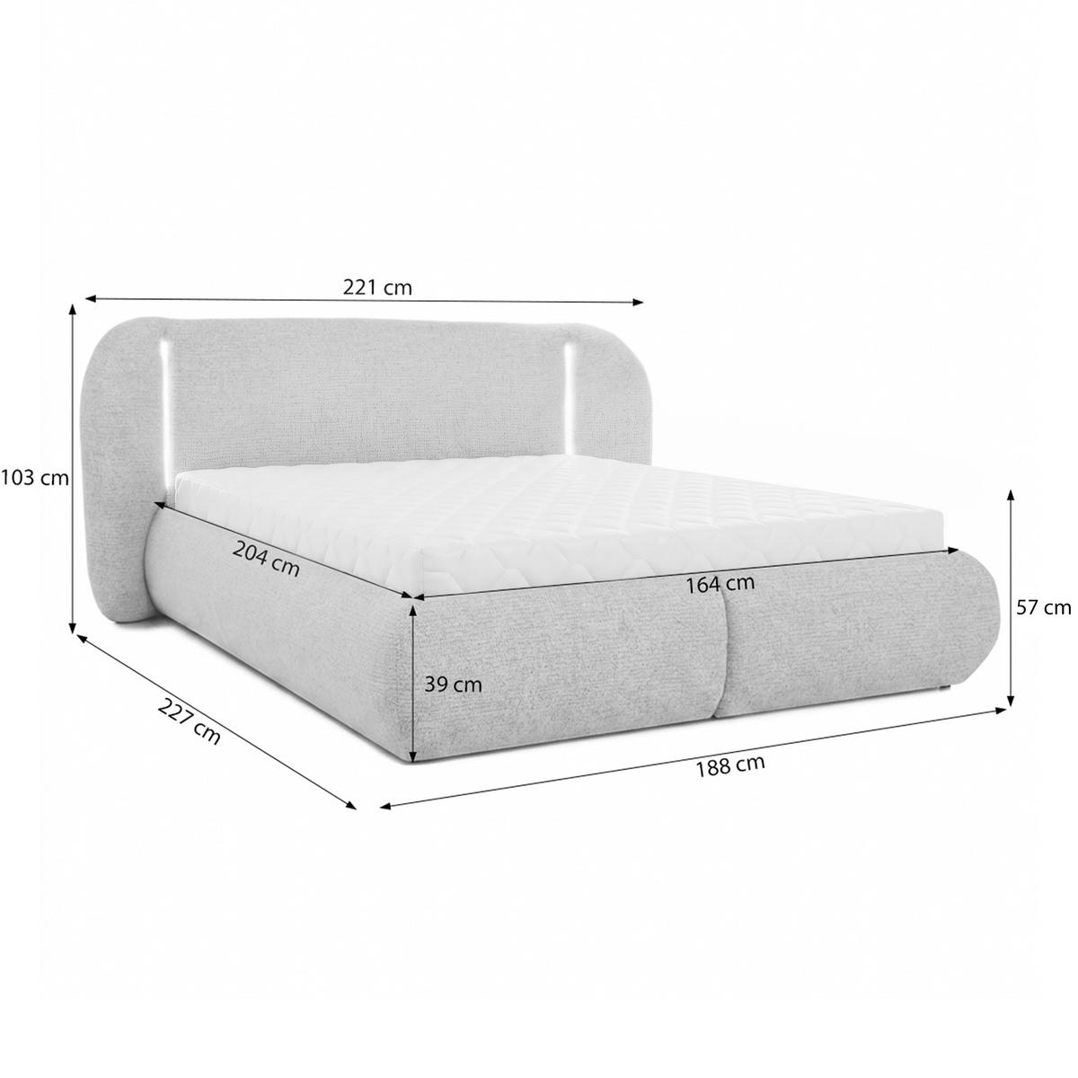 POLSTERBETT Corfu, LED-Beleuchtung, Bettkasten und Taschenfedernmatratze 26 cm, 160x200, Cappuccino - Cappuccino, Textil (160/200cm) - Beautysofa