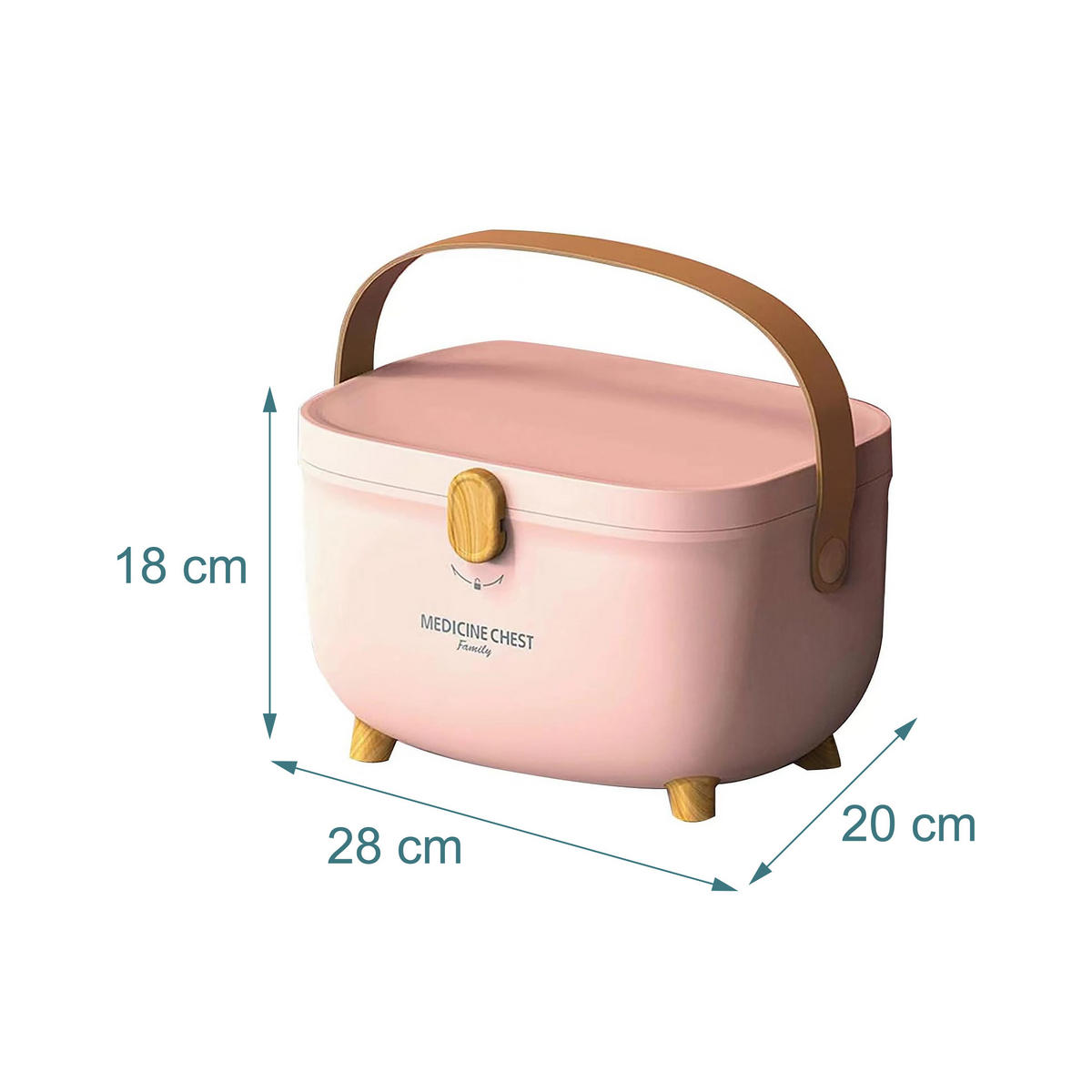 MEDIKAMENTENBOX Rosa Kunststoff 3 Fächer - Rosa, Kunststoff (28/18/20cm) - Relaxdays