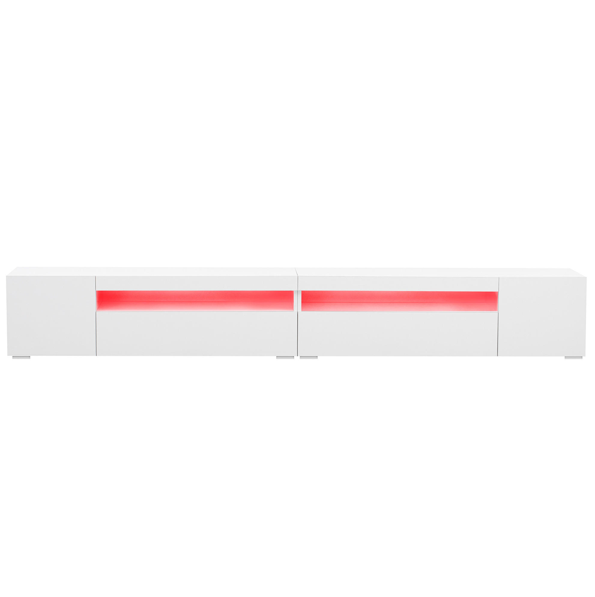 LOWBOARD 240/35.5/38.5 cm Weiß aus MDF mit LED-Beleuchtung - Weiß, Holzwerkstoff (38.5/35.5/240cm) - OKMYHOME