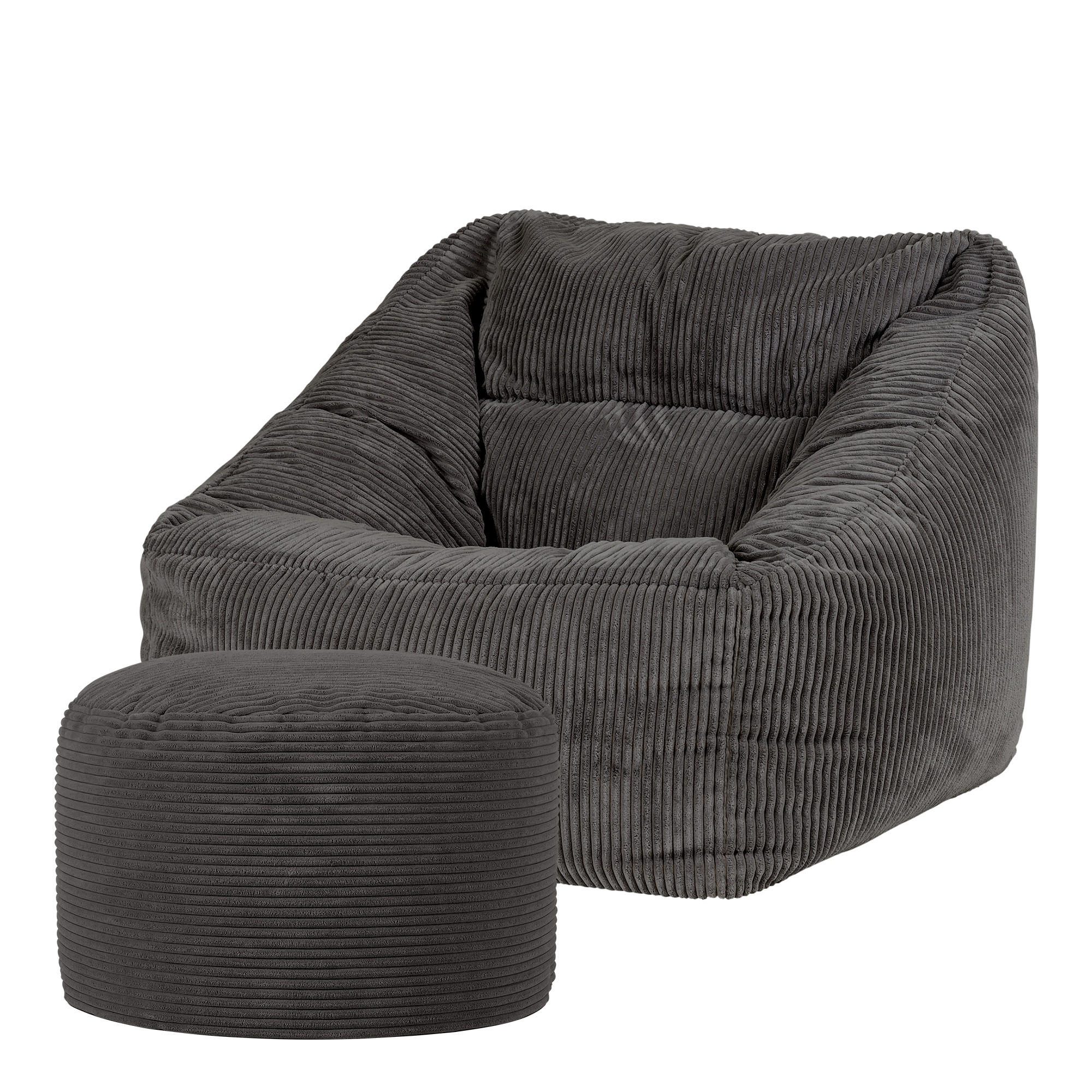 SITZSACK Sessel Natalia + Sitzpouf - Grau, Textil (100/80/88cm) - icon