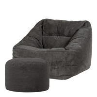 SITZSACK Sessel Natalia + Sitzpouf - Grau, Textil (100/80/88cm) - icon