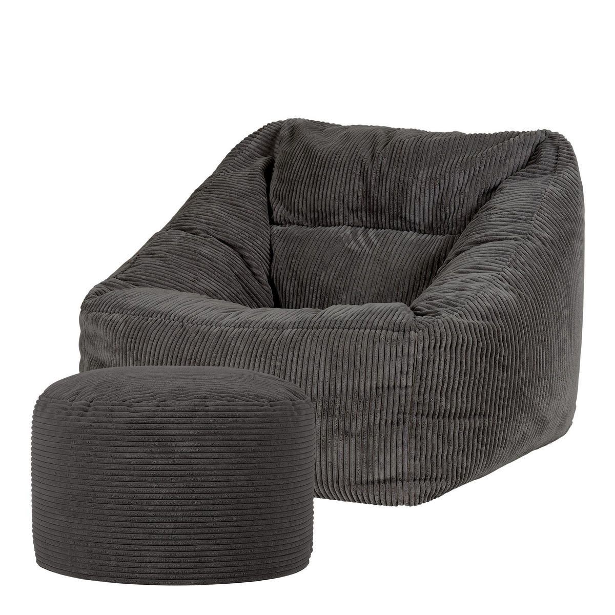 SITZSACK Sessel Natalia + Sitzpouf - Grau, Textil (100/80/88cm) - icon