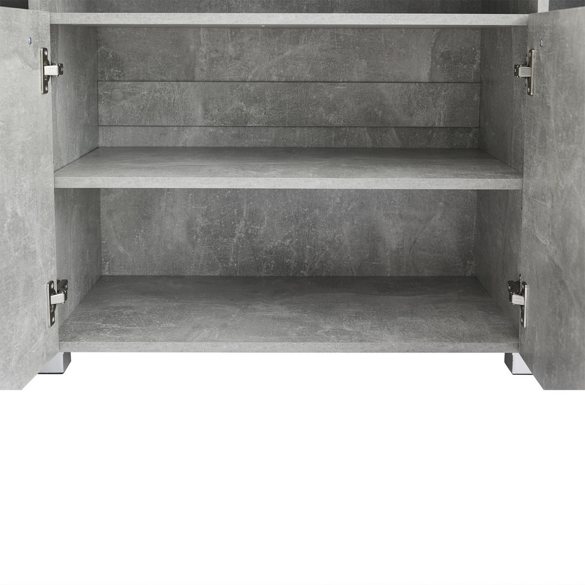 SIDEBOARD Grau, 140/40/70 cm, aus MDF mit Glasfront, LED-Beleuchtung und 3 Ablagefächern - Transparent/Weiß, Glas/Holzwerkstoff (140/70/40cm) - CHICFURN