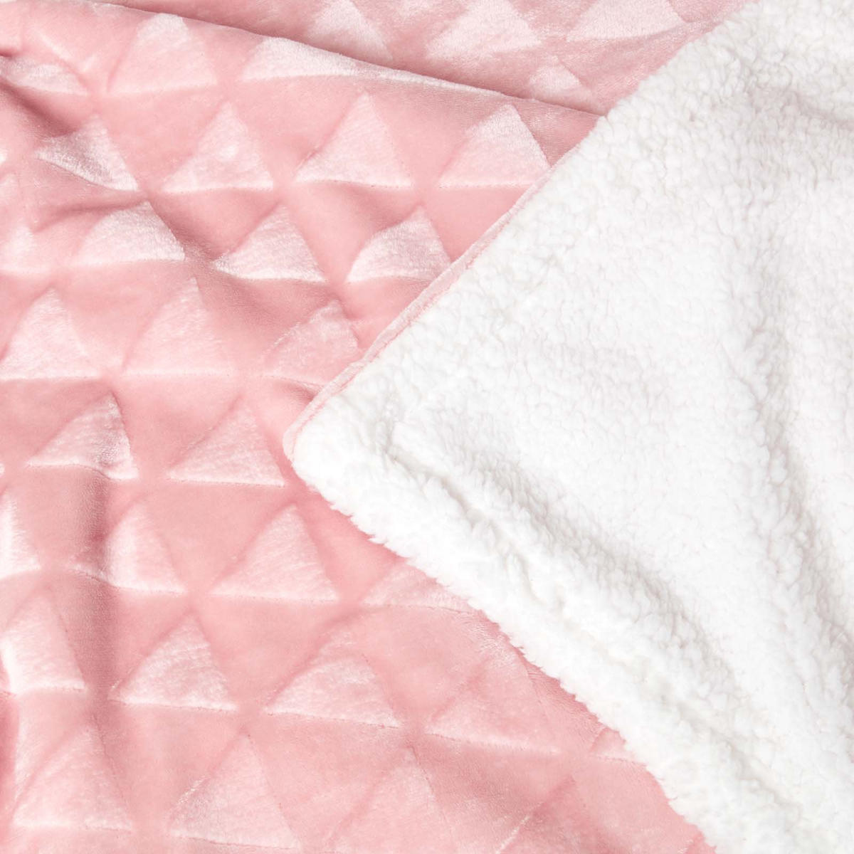 KUSCHELDECKE Sherpa 160/200 cm, Samtdecke mit Dreieckmuster - Rosa, Textil (160/200cm) - Homescapes