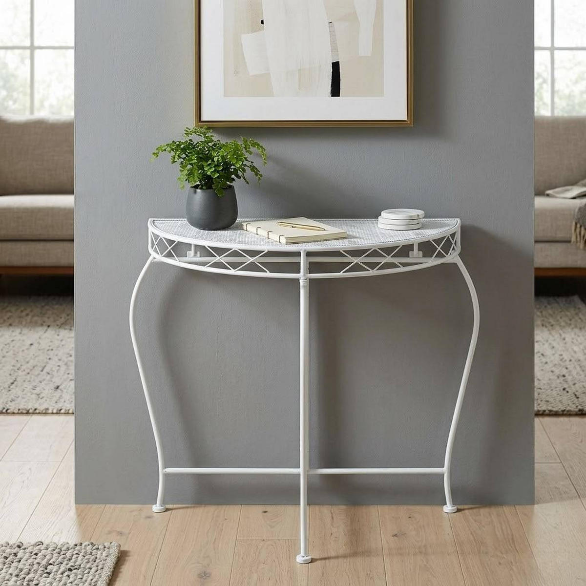 KONSOLENTISCH Weiss Metall 75 cm 96313 - Weiß, Metall (36/75/75cm) - DanDiBo