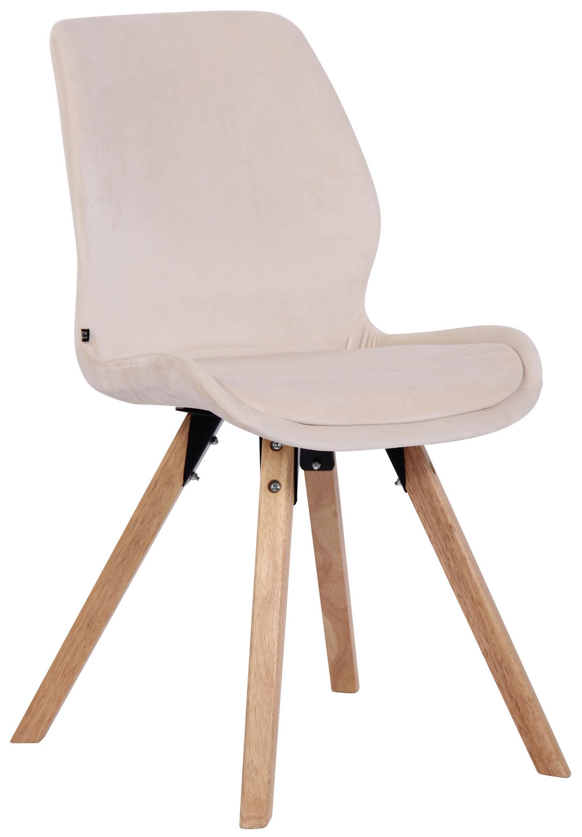 STUHL Samt creme - Eukalyptusholzfarben/Creme, Holz/Textil (49/87.5/58cm) - CLP