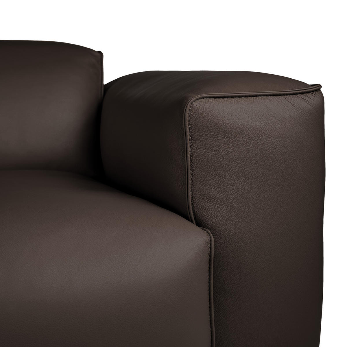 3-SITZER ECKSOFA mit Longchair - Dunkelbraun/Schwarz, Leder/Kunststoff (251/173cm) - home24