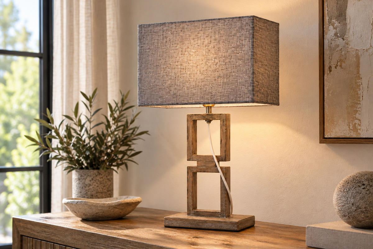 TISCHLEUCHTE ARTE 28x13x48 cm, Holz, Braun - Braun, Holz (13/28/47.5cm) - dasmöbelwerk