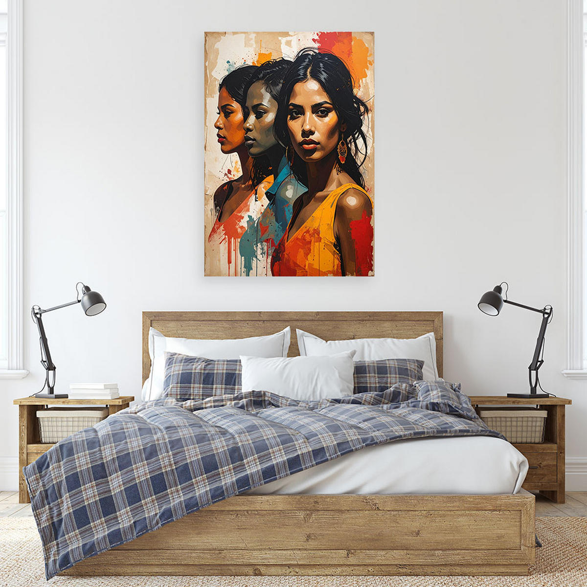 LEINWANDBILD, Porträts von Frauen in einem künstlerischen urbanen Stil - Orange, Textil (20/30cm) - Feeby