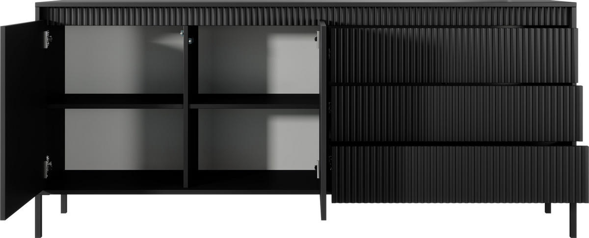 SIDEBOARD Cindy in Schwarz 187/81/40 cm - Schwarz, Holzwerkstoff/Metall (187.1/81.4/39.5cm) - WFL GROUP