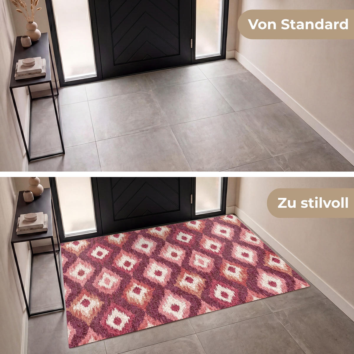 ROHOŽKA Diamantové tvary - Ružová - Vzor - Textúra 180x120 cm - bobuľová, plast (180/120cm) - MuchoWow