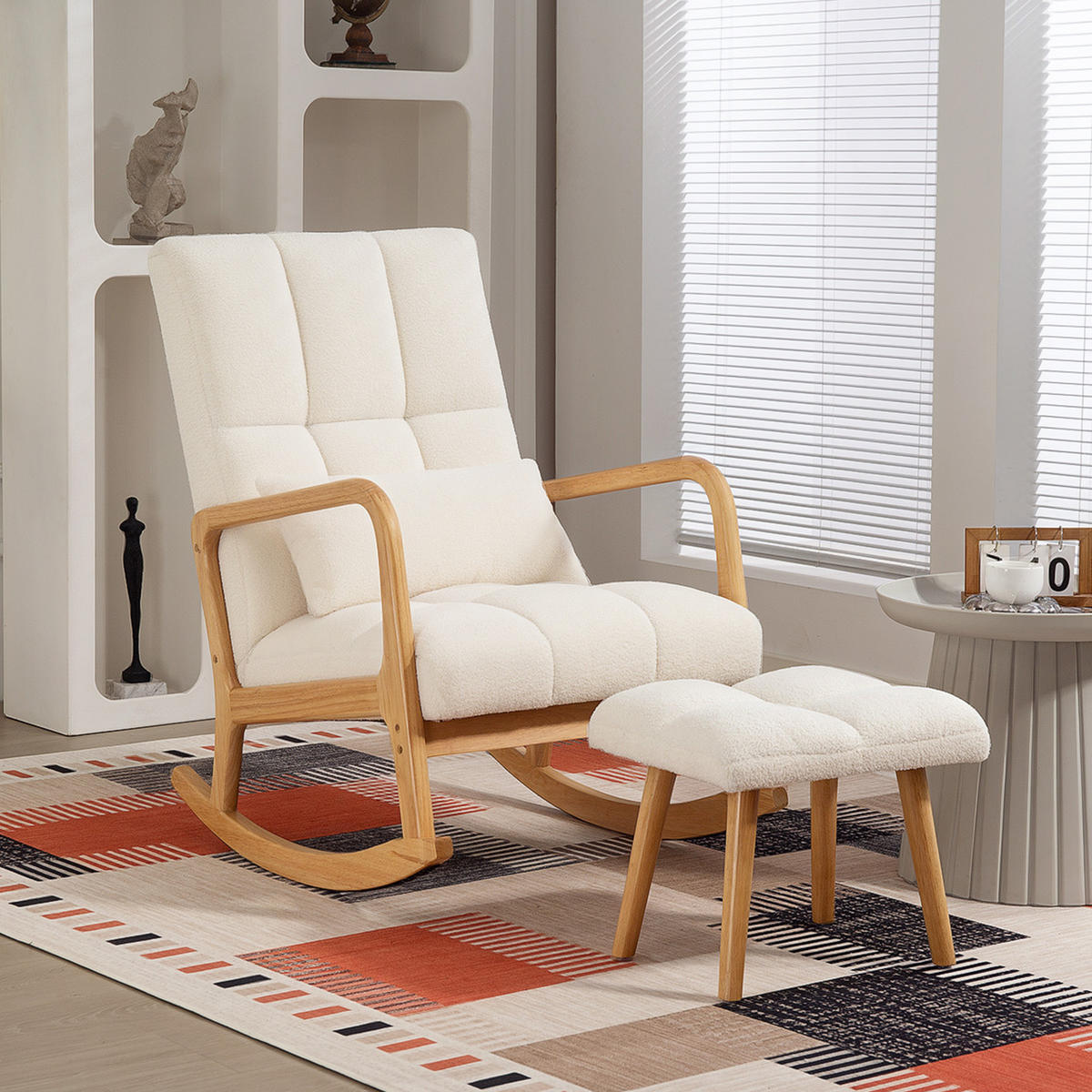 SCHAUKELSTUHL mit Fleece-Bezug 64,5L x 82B x 99H cm Weiß - Weiß, Kunststoff (64.5/99/82cm) - HOMCOM