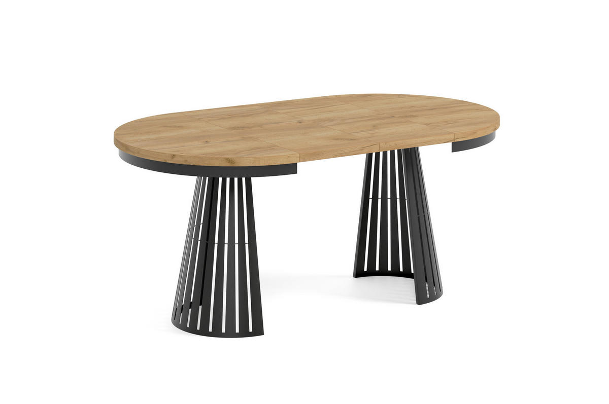 ESSTISCH Cone Bis - Honigeiche/Schwarz, Holzwerkstoff/Metall (100/100/76cm) - Meblini