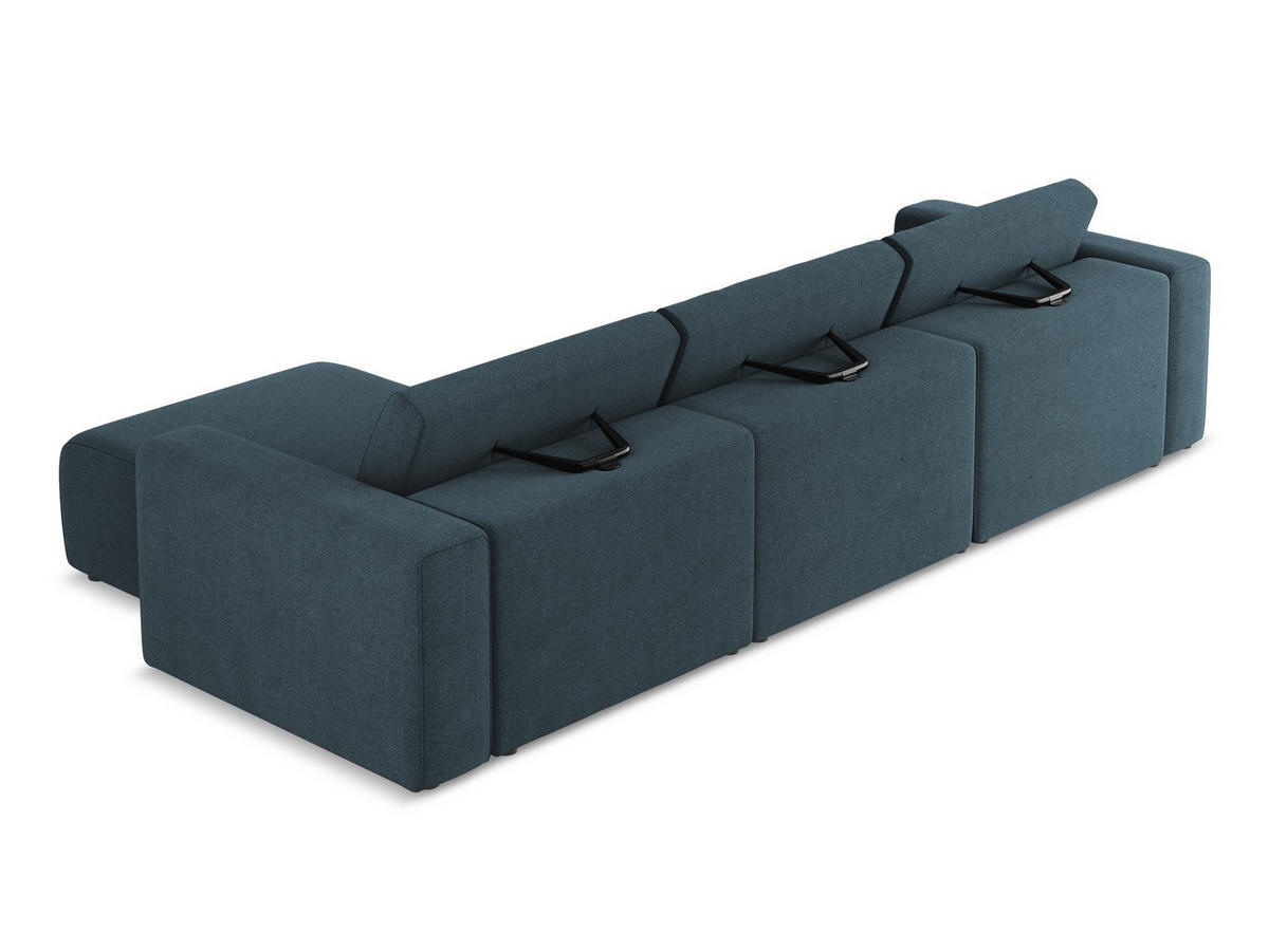 ECKSOFA Links Strukturstoff Stoff Blau - Blau/Pink, Kunststoff/Textil (314/167cm) - Makamii