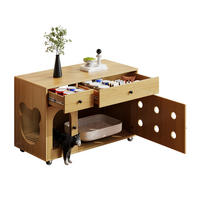 SIDEBOARD Katzentoilettenschrank mit Stauraum und Sandfangplatte, Lüftung MDF Rollen Skandinavisch - Naturfarben, Holzwerkstoff (100/66/45cm) - EVRYAE