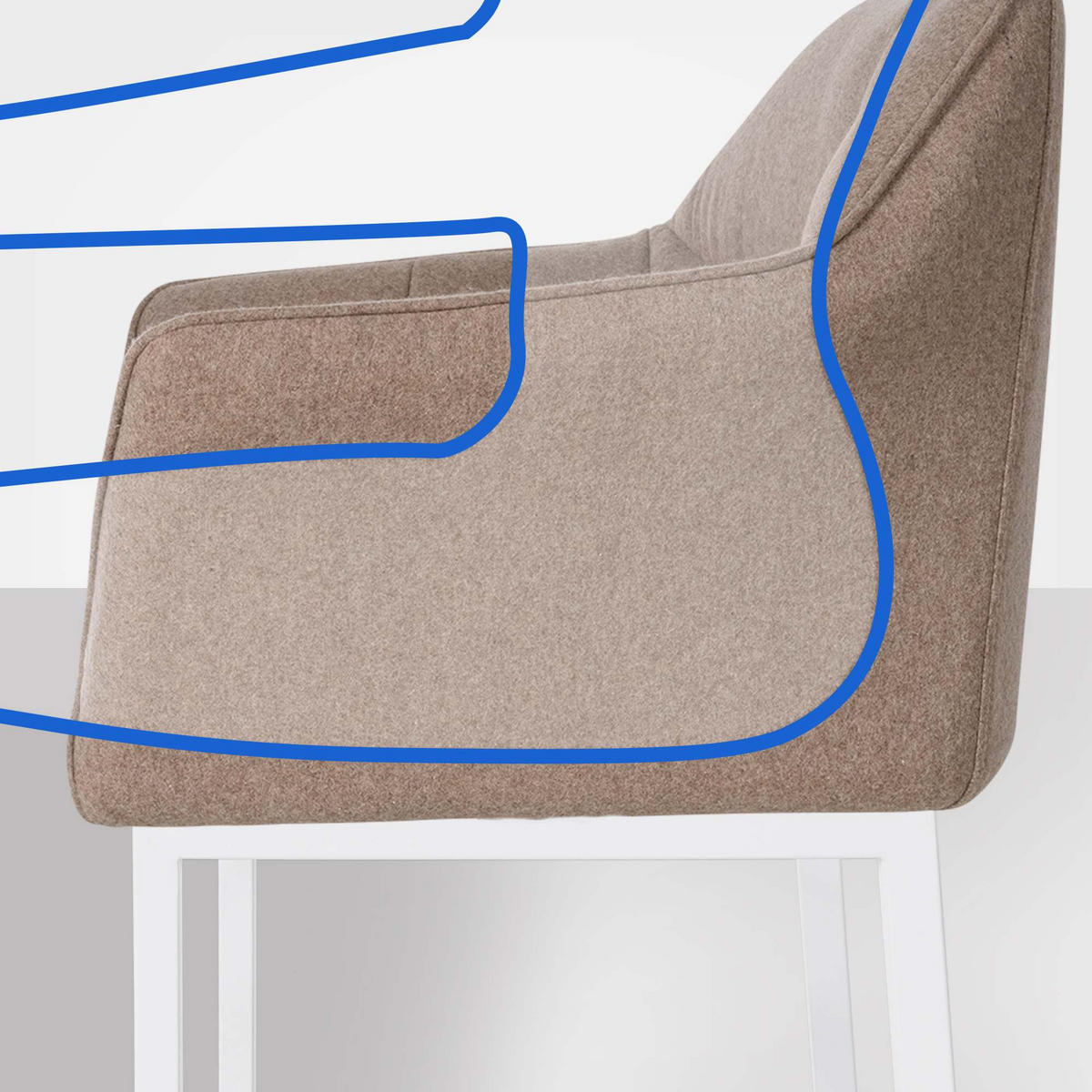 BARHOCKER Filz Taupe - Taupe/Weiß, Textil/Metall (64/110/48cm) - CLP