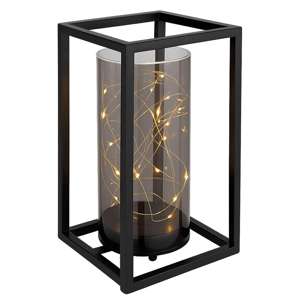 SOLARLEUCHTE Metall/Acryl Schwarz, Lichterkette - Schwarz, Metall (14/14/25cm) - Globo Lighting