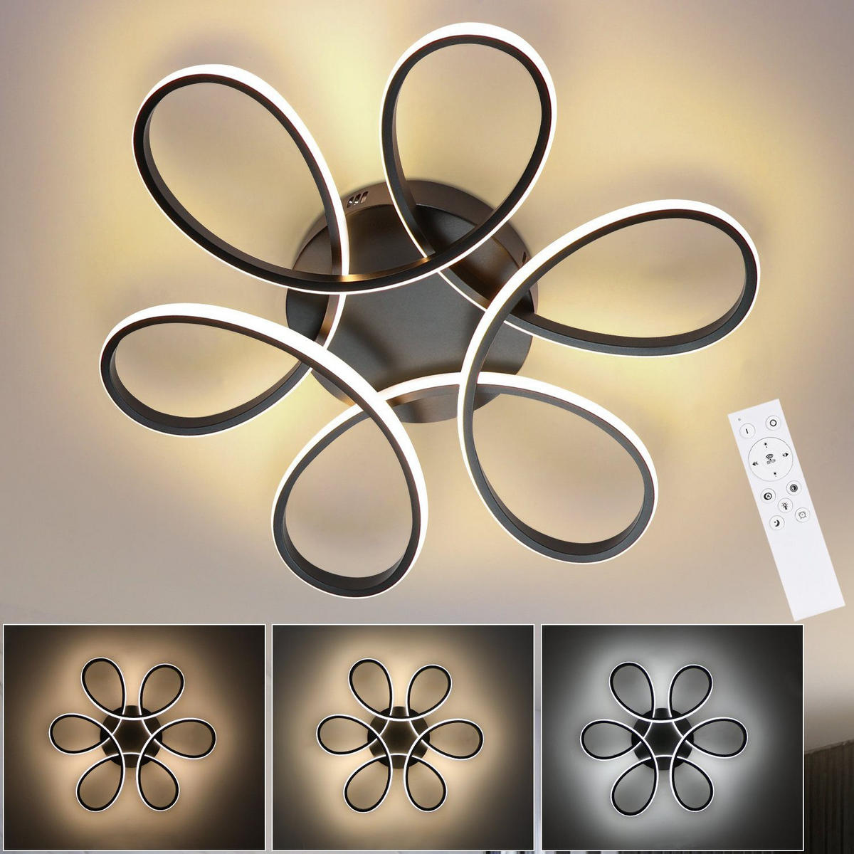 LED stropní svítidlo Naxis 50/50/9 cm - černá, kov (50/50/9cm) - Nettlife