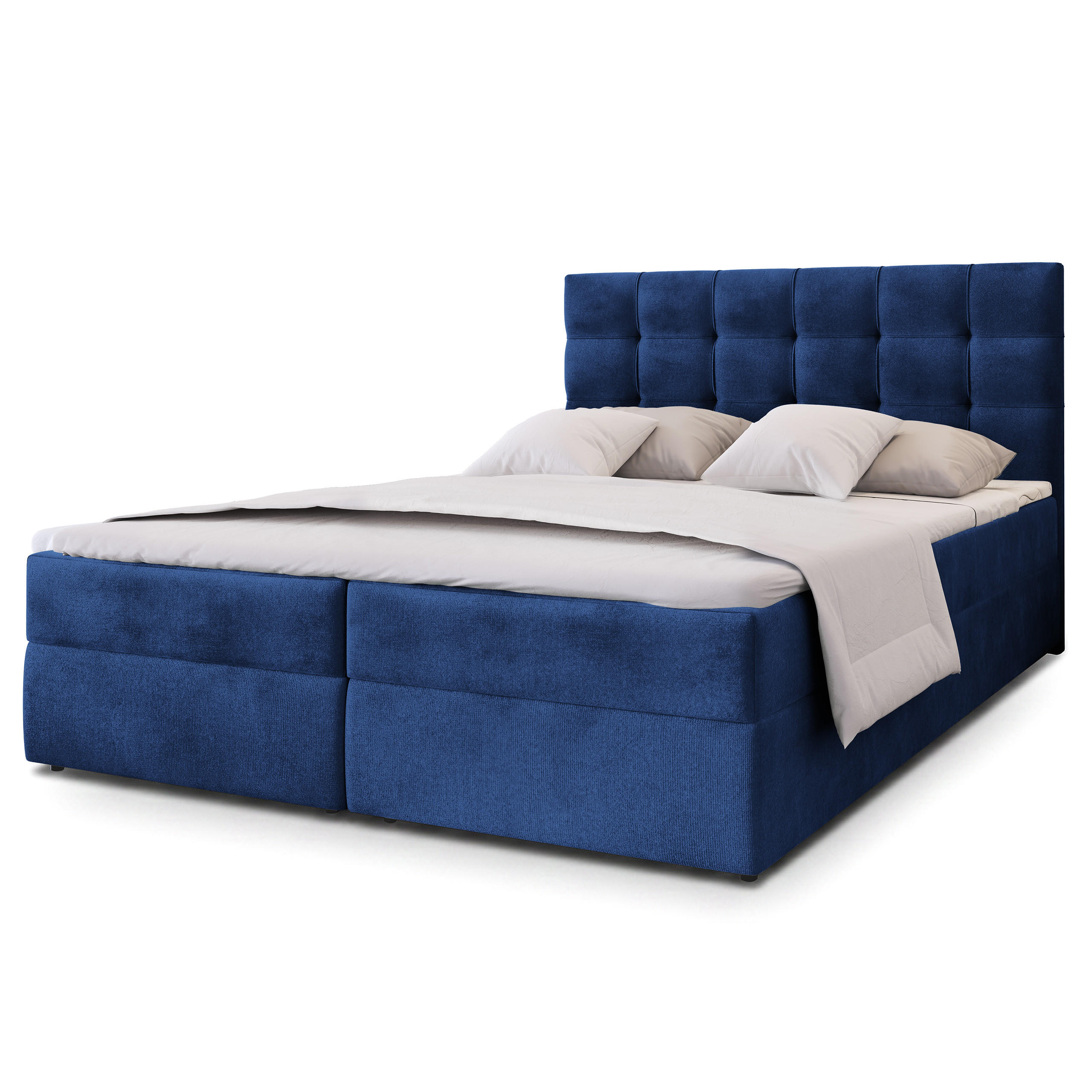 BOXBETT GLOS K 180x200 cm mit Matratze und Topper - Blau - Blau, Holz (180/200cm) - MASSENO