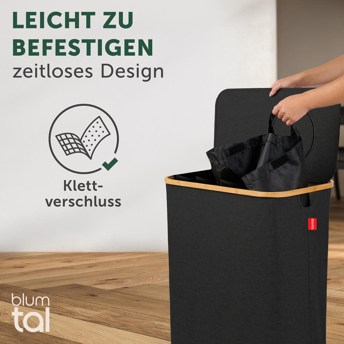 PFANDFLASCHEN-SAMMELBEHÄLTER 150L Schwarz (2 Fächer) - Schwarz, Kunststoff (37/4/57cm) - Blumtal