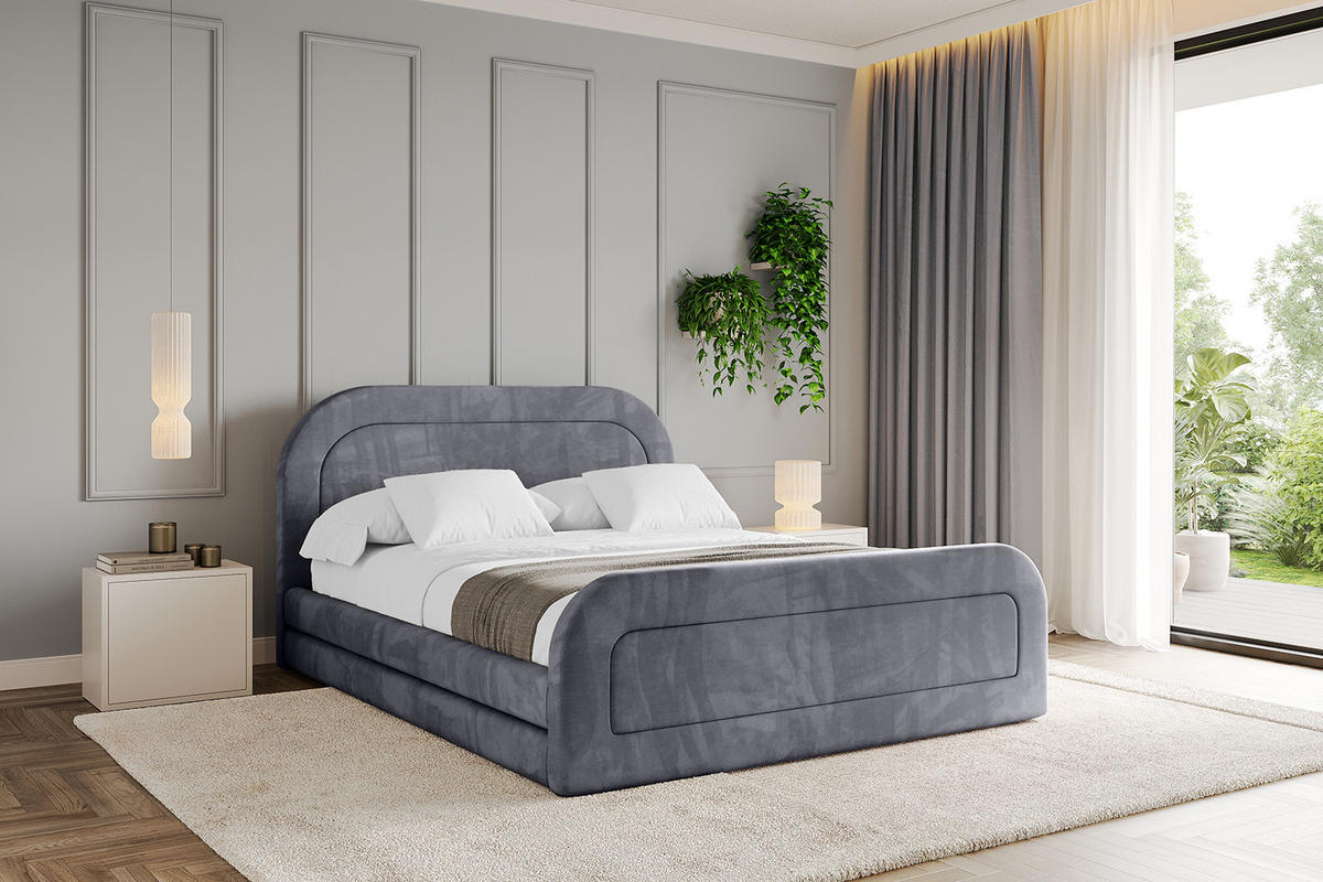 POLSTERBETT mit Bettkasten, Fußteil und Lattenrost, Boxbett mit Matratze H3/H4 - LERIS-Z 120x200 Dunkelgrau - Dunkelgrau, Holzwerkstoff/Textil (120/200cm) - ALTDECOR