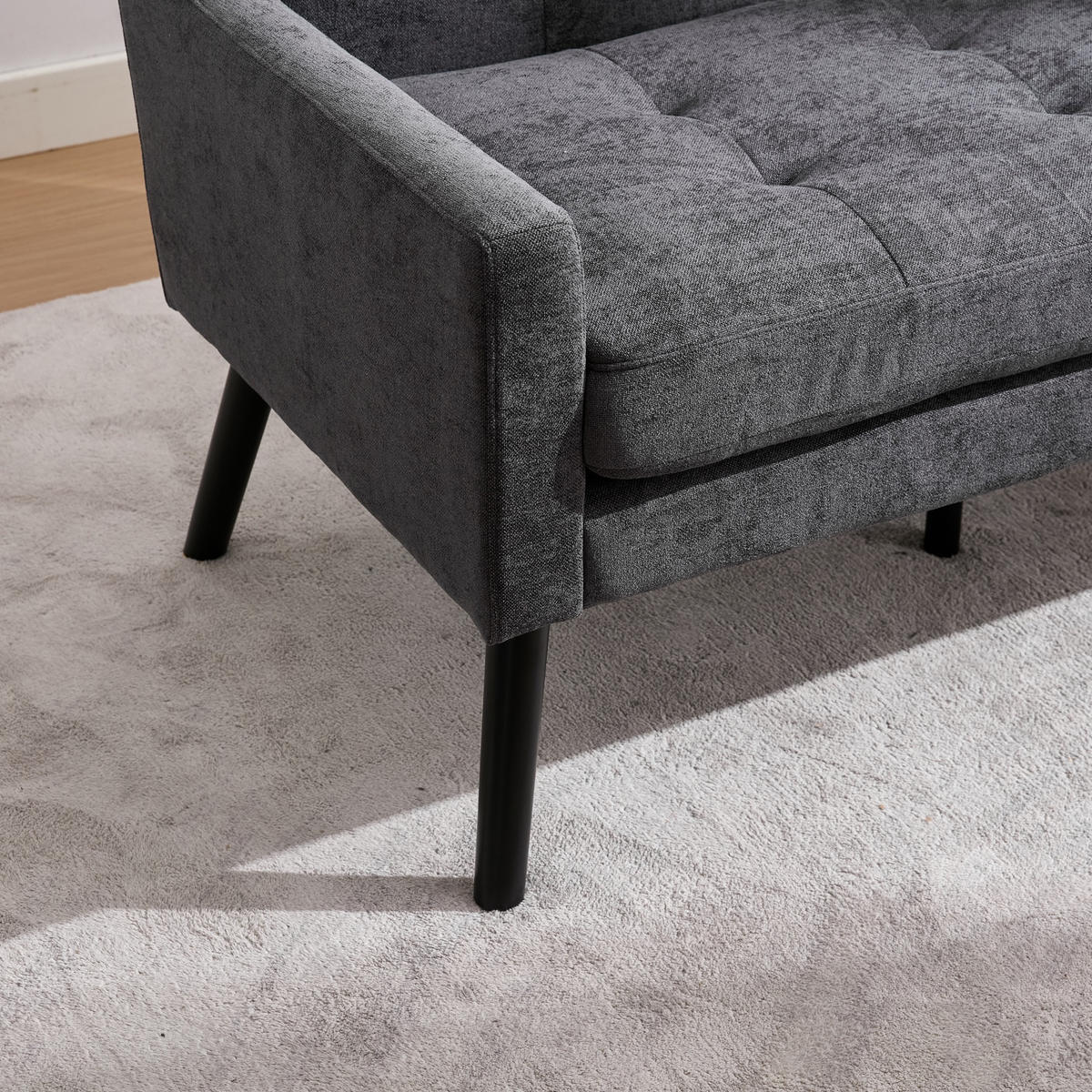2-SITZER SOFA Leinen Dunkelgrau - Dunkelgrau, Holz/Holzwerkstoff (119/88/75cm) - WISHDOR