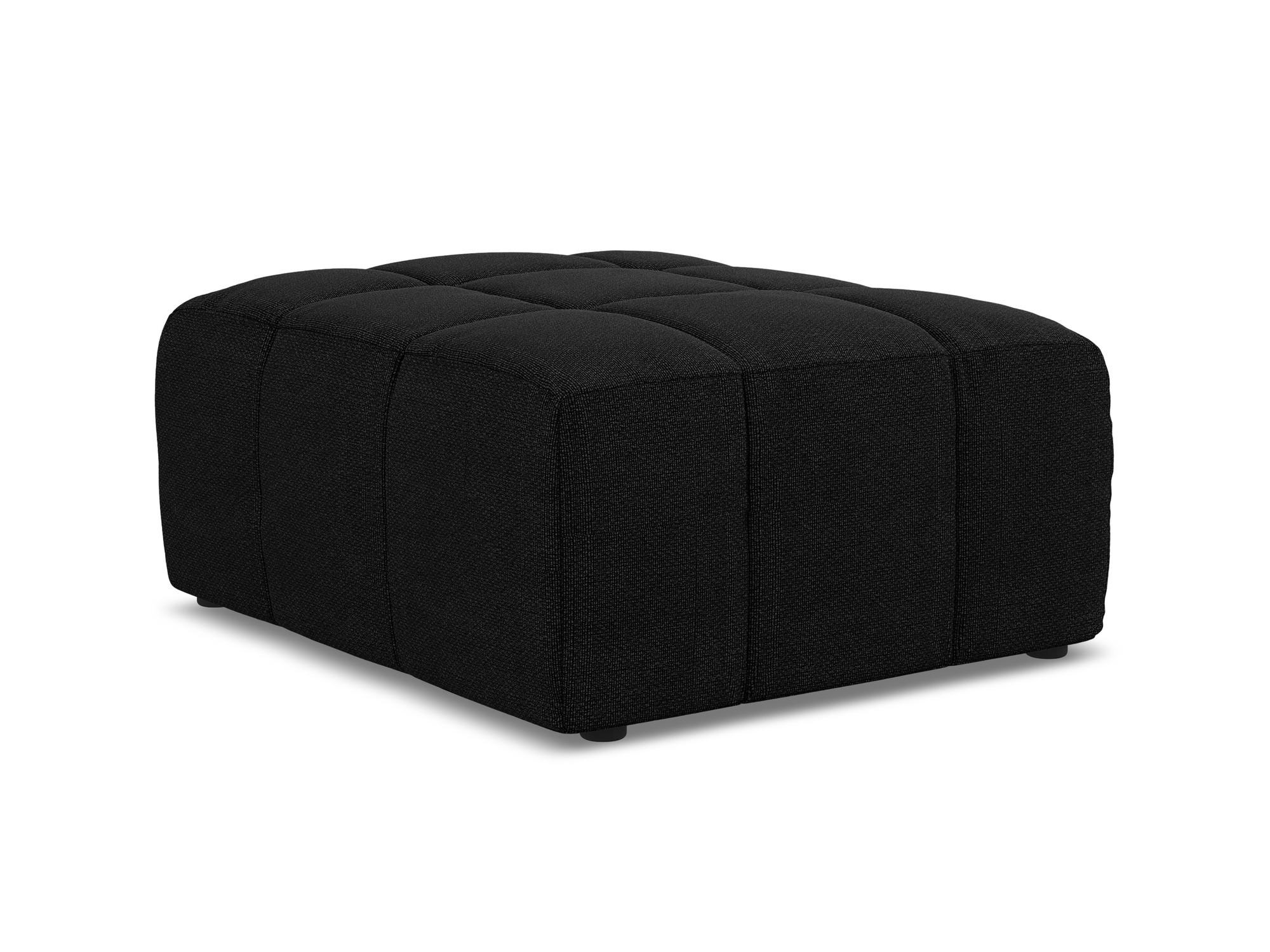 POUF Bouclé Stoff Schwarz - Schwarz, Holzwerkstoff/Kunststoff (75/41/90cm) - Makamii