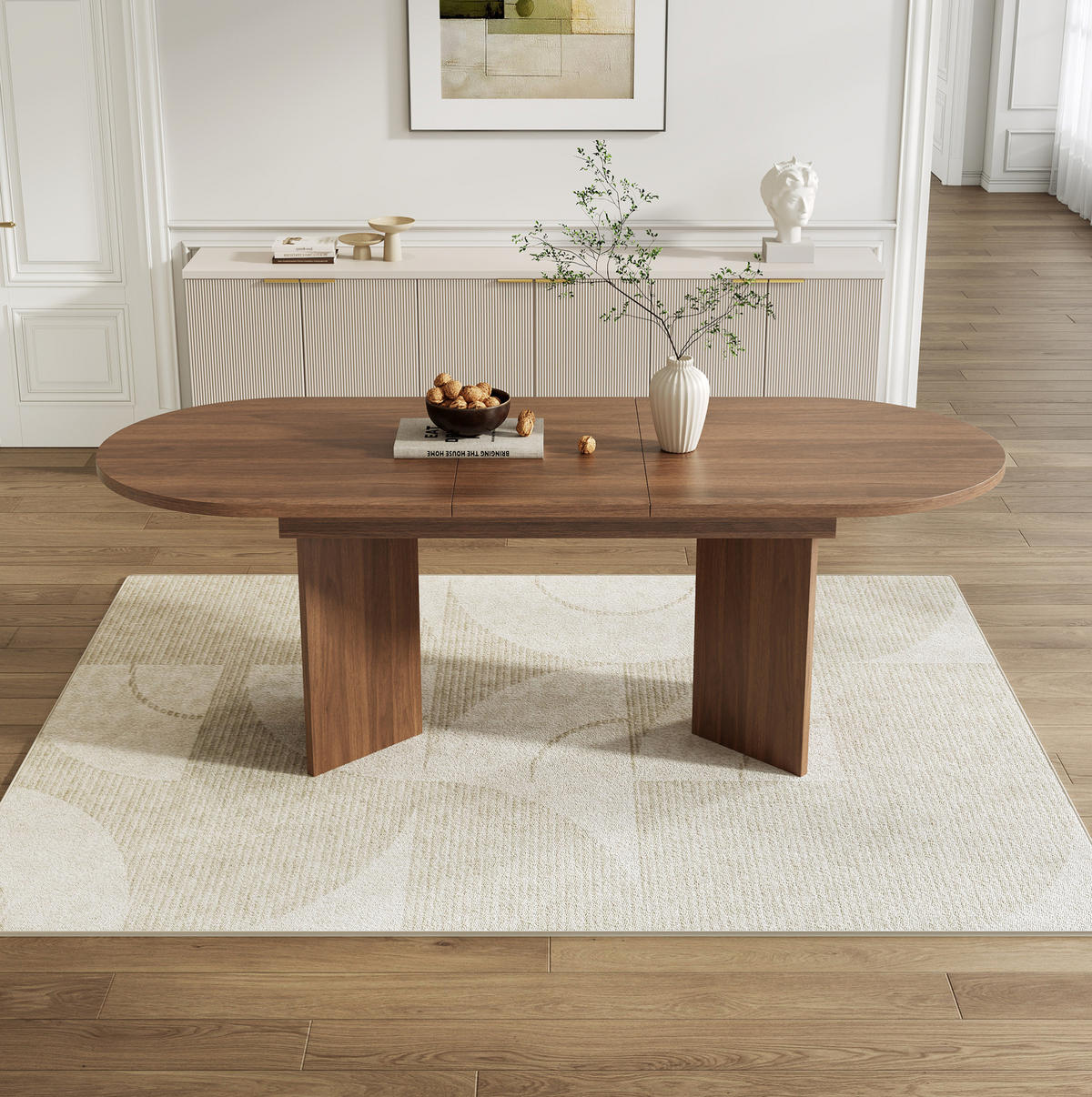 STOL za blagovaonicu 140/180/90 cm, MDF, orah, na razvlačenje - boje oraha, drvni materijal (180/90/75cm) - BEAOK