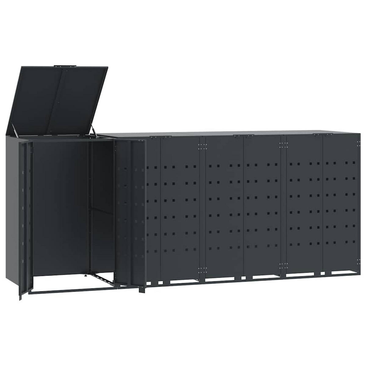 MÜLLTONNENBOX Gorilo für 4 Tonnen Anthrazit 276x79x117 cm - Anthrazit, Metall (276/117/79cm) - DELUKE