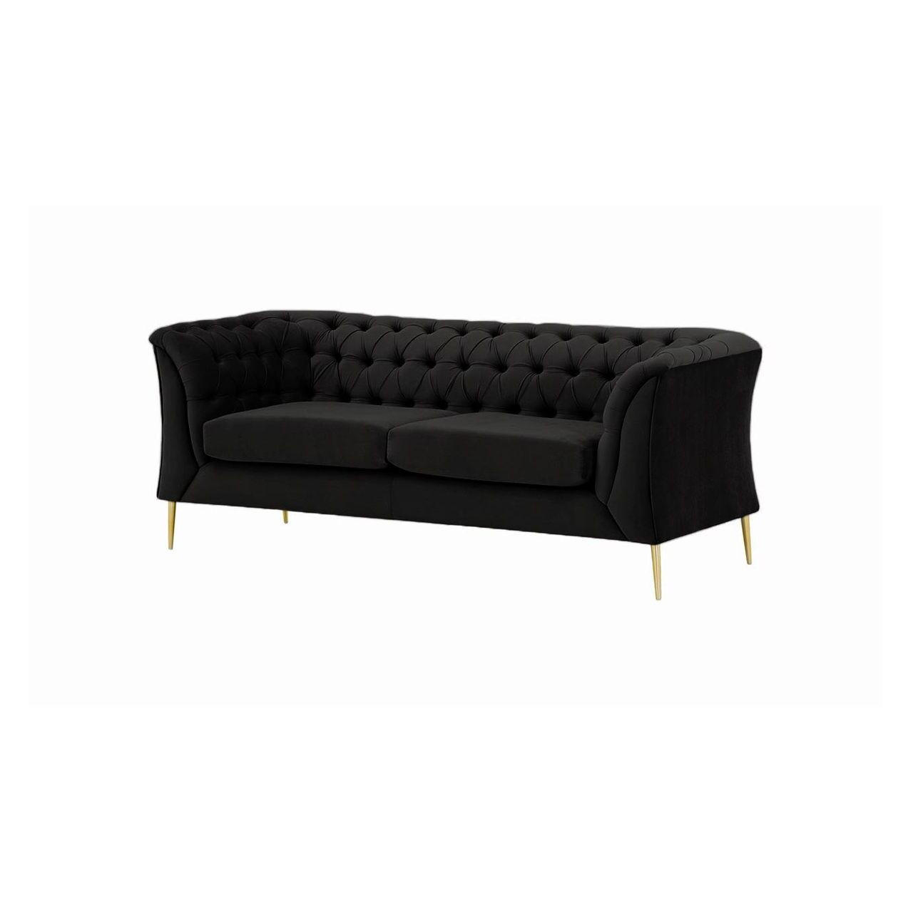 ZWEISITZER-SOFA Chesterfield Modern-Velluto 20 - Schwarz, Holz/Textil (183/74/80cm)