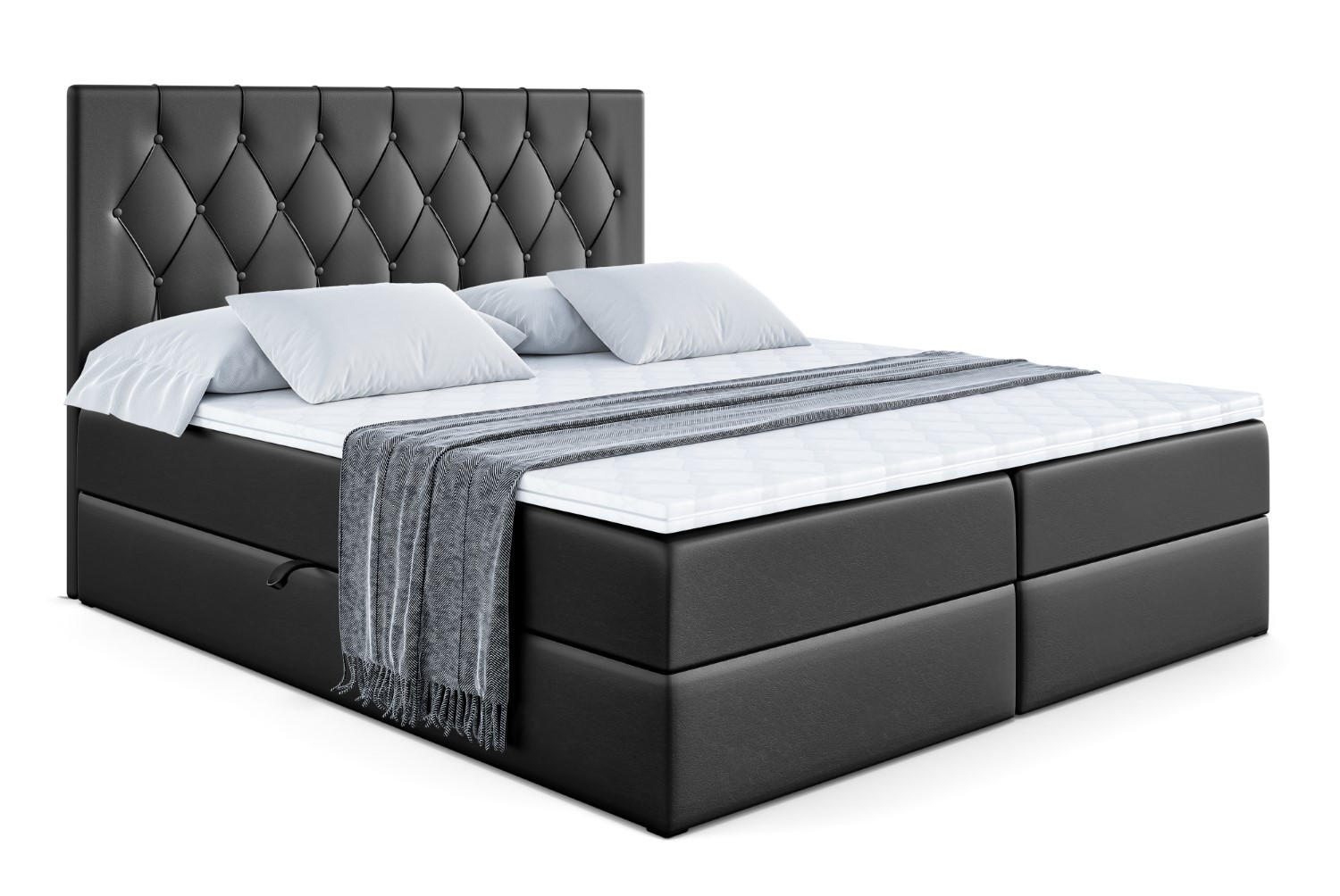 Altdecor Boxbett Schwarz Hochglanz 200x200 cm