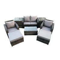 GARTENLOUNGE-SET Polyrattan Dunkelgrau 6-Sitzer - Dunkelgrau, Metall - Fimous