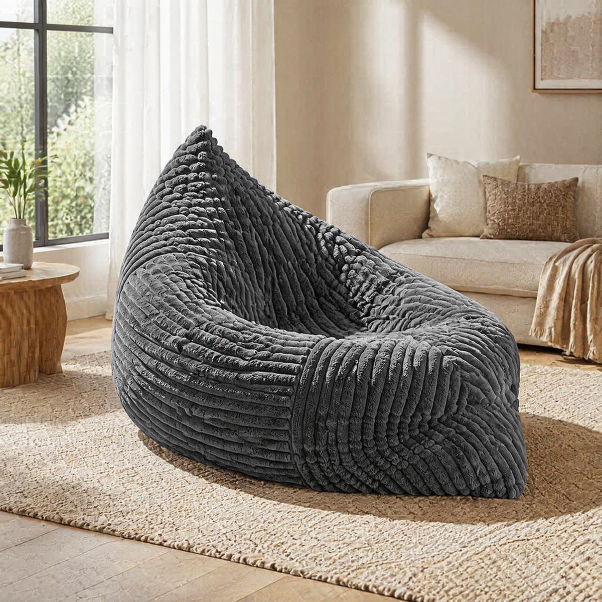SITZSACK wandelbar als Sessel Sofa und Bett Dunkelgrau - Dunkelgrau, Kunststoff (125/1/180cm) - Beauniv