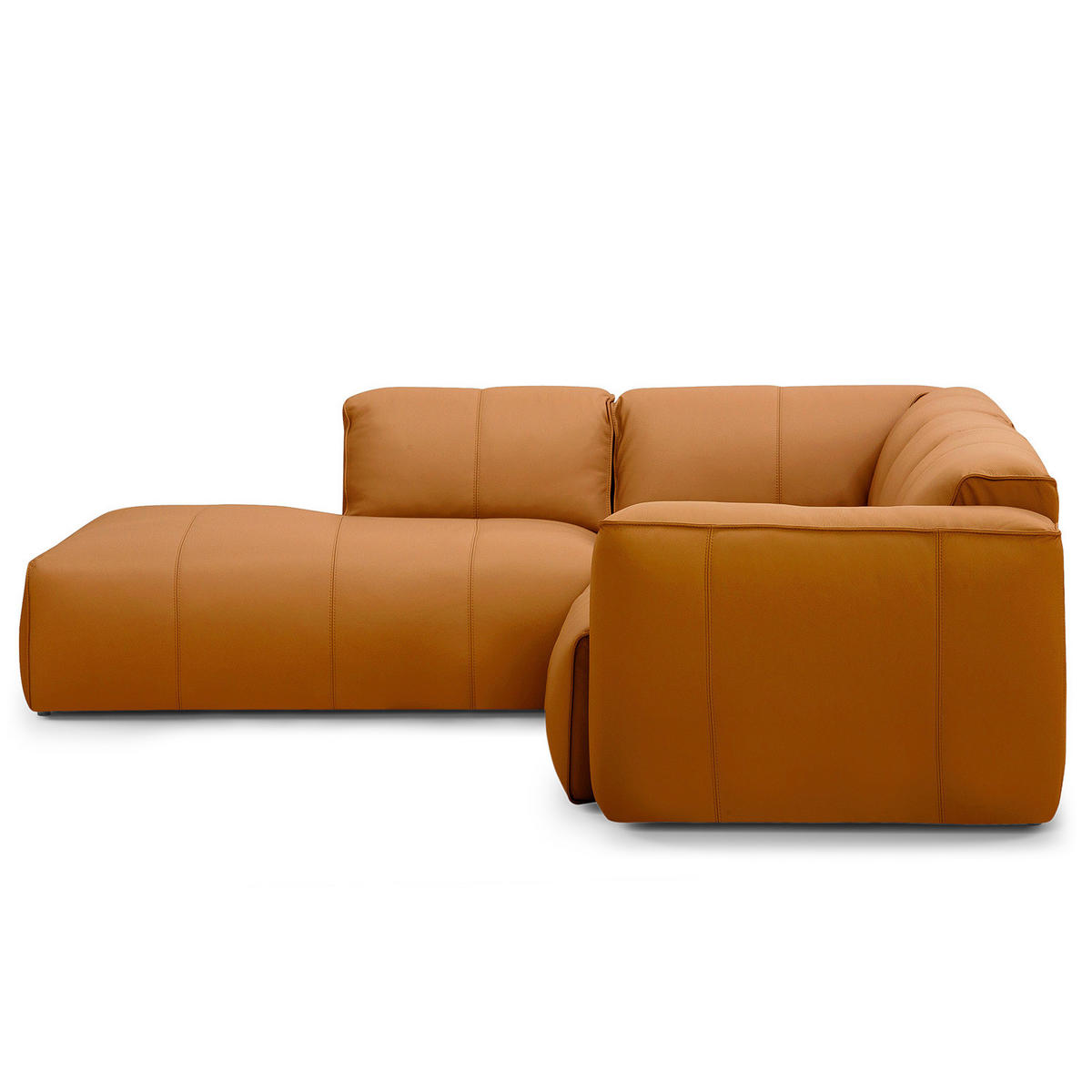 3-SITZER ECKSOFA mit Recamiere - Cognac/Schwarz, Leder/Kunststoff (295/231cm) - home24