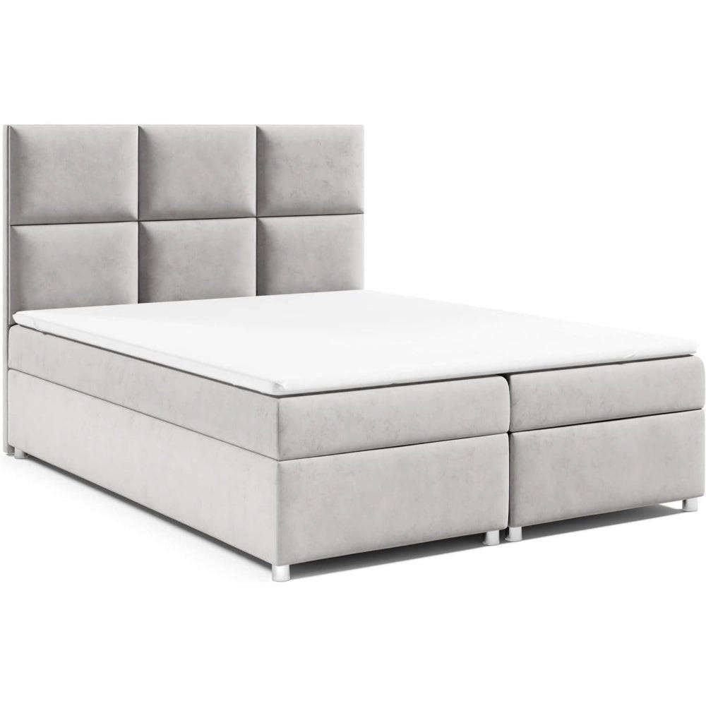 BOXBETT mit Bettkasten Trinity K-13-LAE Bonellfederkern inkl. Topper - Silberfarben, Holz/Holzwerkstoff (140/200cm) - Best For Home