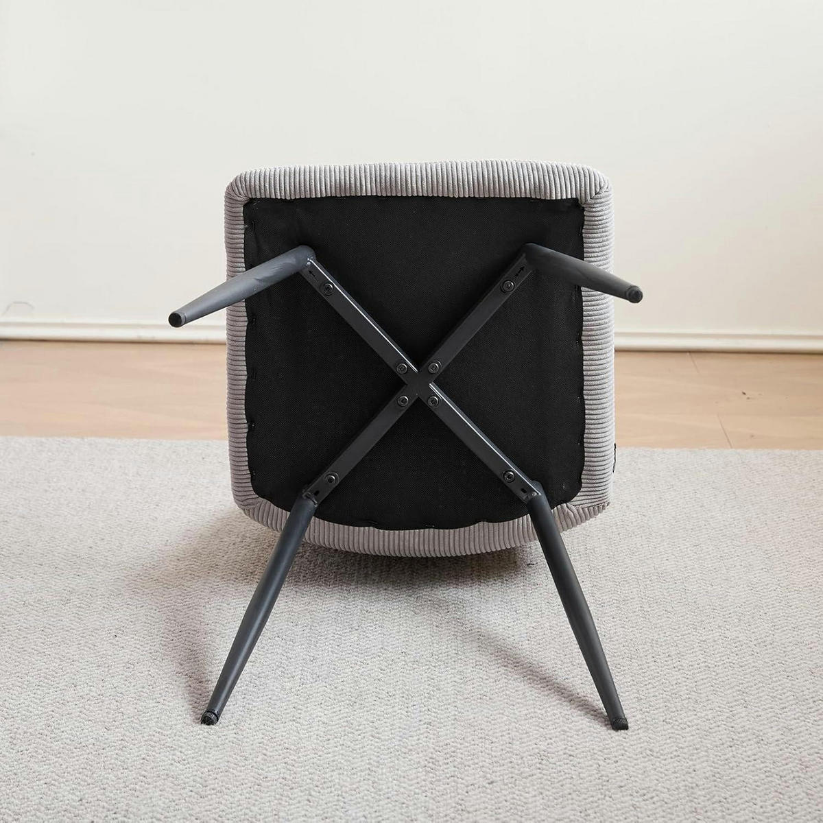 ESSZIMMERSTUHL 2er-Set Cord Hellgrau mit bequemer Polsterung - Grau, Textil (43/89.5/44cm)