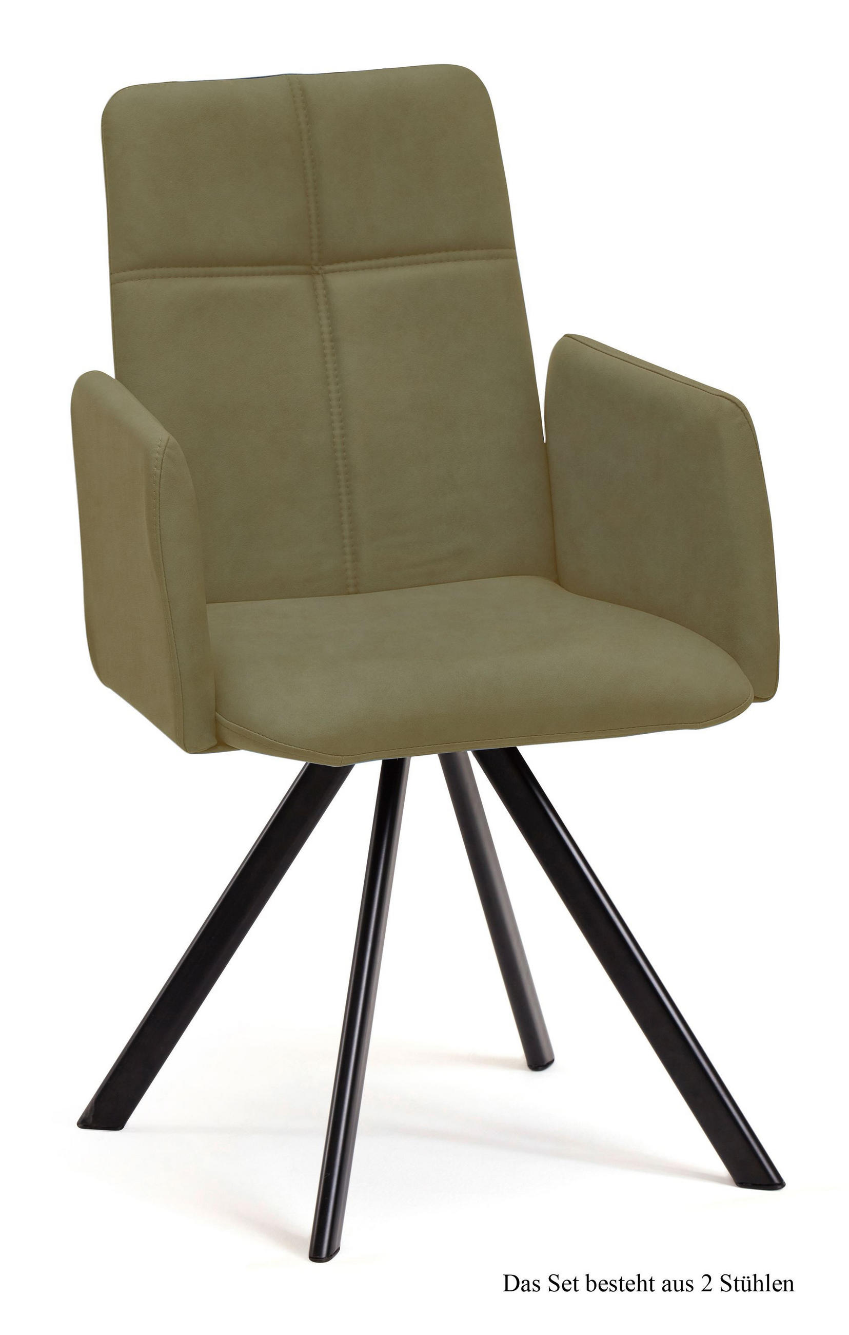 ARMLEHNSTUHL drehbar (2er-Set) Desha 52x92x60 Schwarz/Olivgrün - Schwarz/Olivgrün, Kunststoff (60/92/52cm) - 58aufmkessel