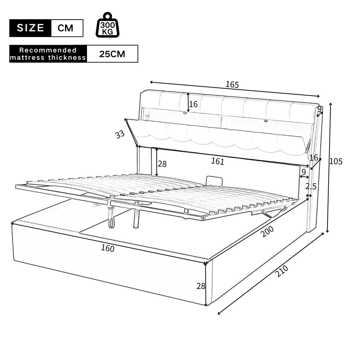 POLSTERBETT 160/200 cm in Schwarz PU mit Lattenrost - Schwarz, Holz/Textil (160/200cm) - KOMHTOM