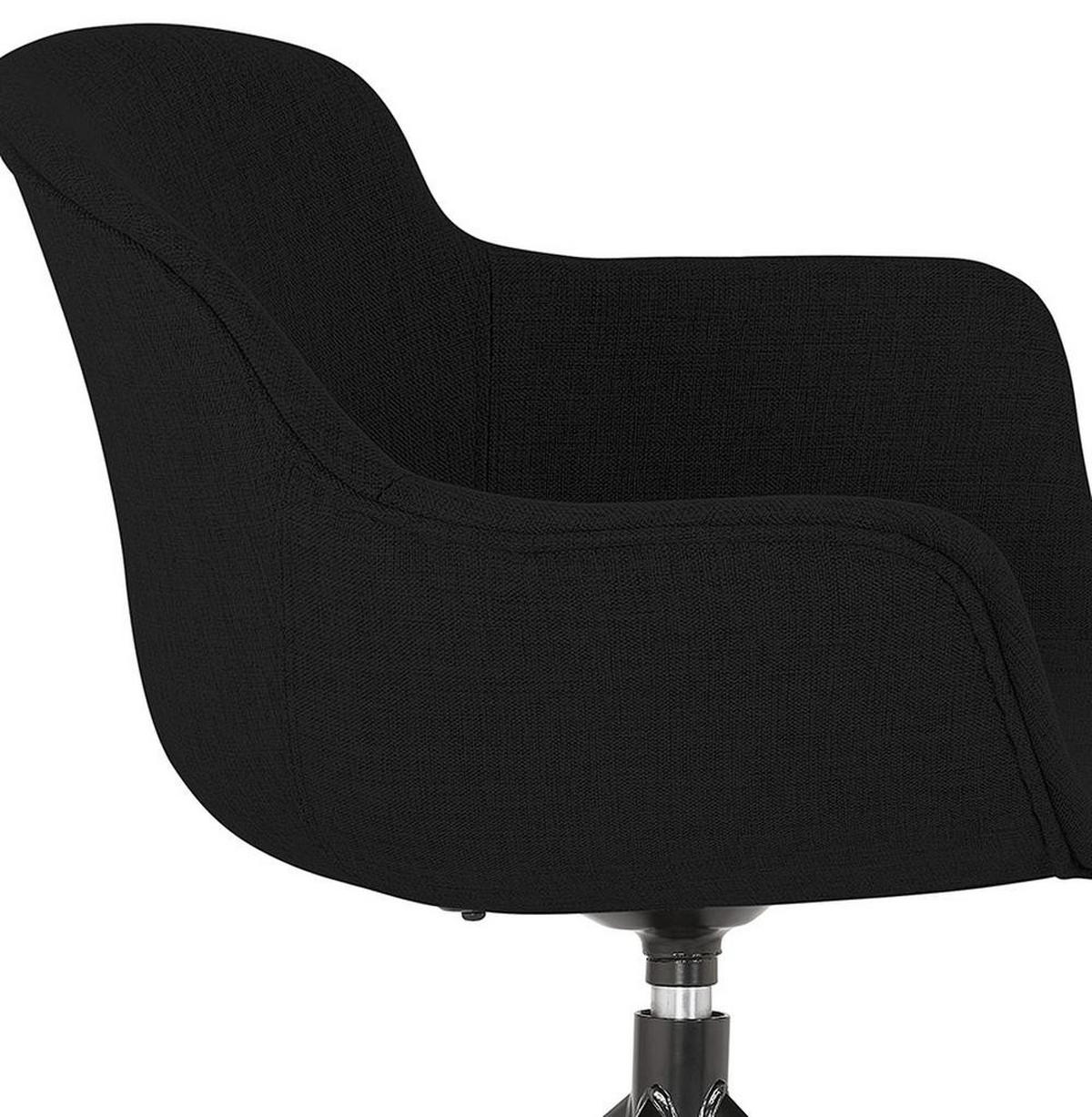 ESSZIMMERSTUHL Stoffbezug Drehbar mit Armlehnen und schwarzem Metallgestell, Schwarz 59x54x80 cm - Schwarz, Textil/Metall (59/80/54cm) - KADIMA DESIGN