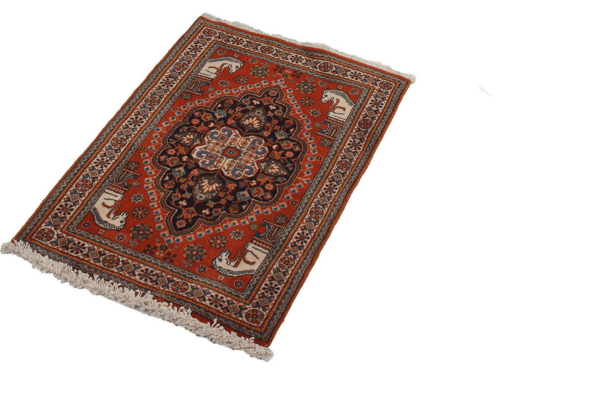 TEPPICH Gashgai Blau 83/56 cm Schurwolle - Blau, Textil (56/83cm) - Looma